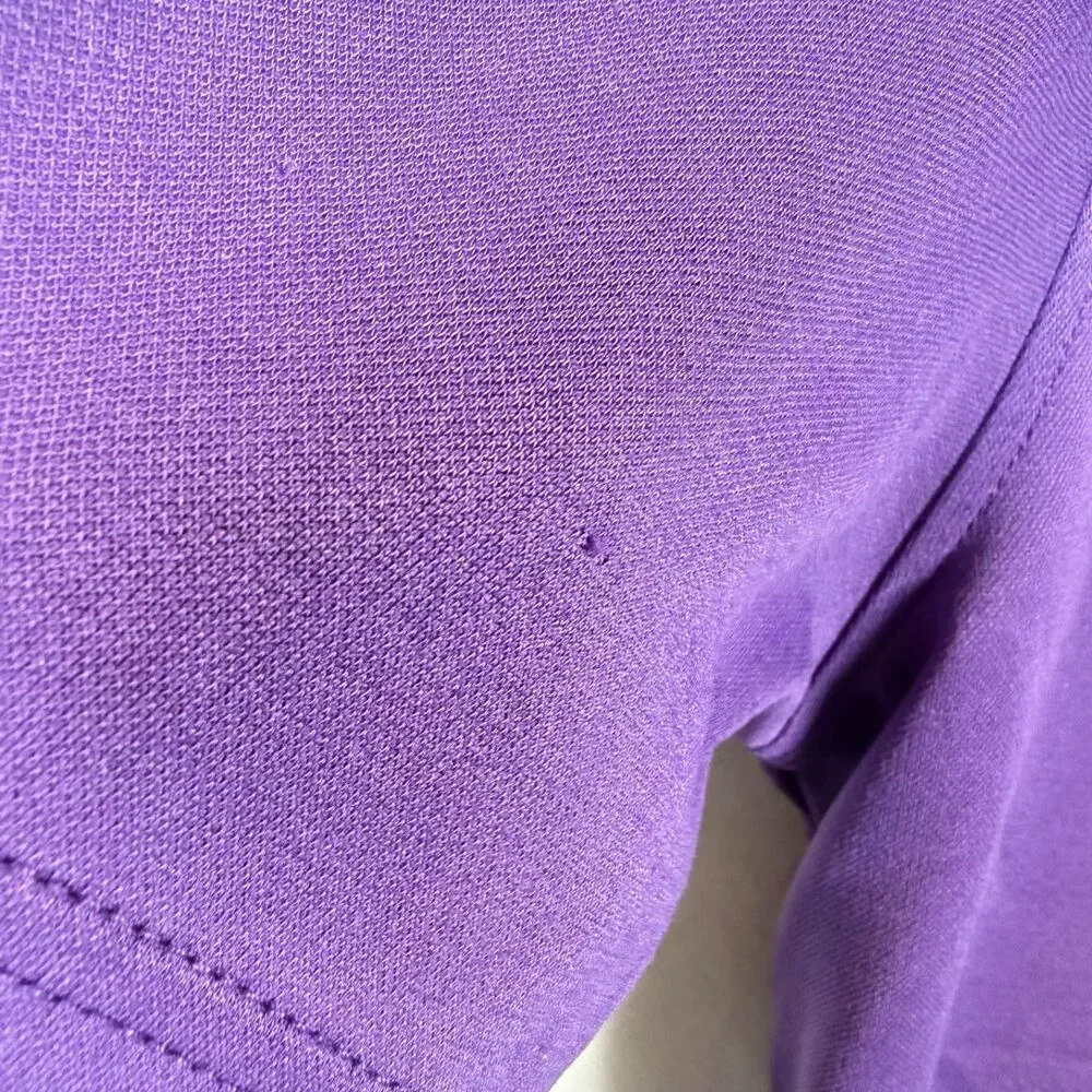 Bugatchi Uomo Polo Shirt M Purple Modal Blend Plaid Trim 3 Button Stretch